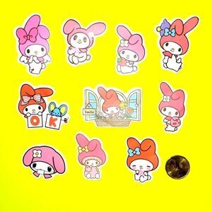 3/$20 Brand New 10x Waterproof Sanrio Melody Stickers